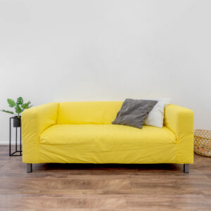 wingback yellow couch